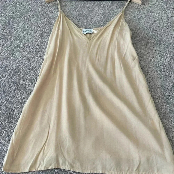 SNDY’S Coco Mini Dress From Revolve, Color Sand, Size US 4, Sheer With Slip - Picture 9 of 16